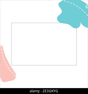 Abstract white background with black frame for text. Abstract blue, pink spots on a white background. Vector. Quote text info design. Template for soc Stock Vector