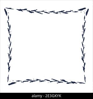 Vector curved square frame with space for text made of black strokes, spikelets on white background. Quote text info design. Template. Stock Vector