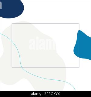 Abstract white background with black frame for text. Abstract blue, beige spots, lines on a white background. Vector. Quote text info design. Template Stock Vector
