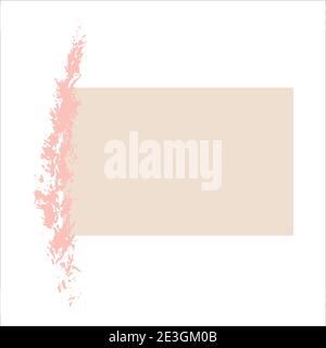 Abstract beige rectangle background for text with pink abstract spike prints on the side. Vector. Quote text info design. Template for social networks Stock Vector