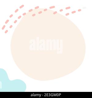Beige round space for text on an abstract background. Abstract blue, beige forms and dotted line on a white background. Vector. Quote text info design Stock Vector