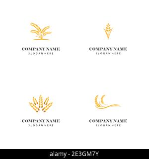 Set Wheat Logo Template vector symbol nature Stock Vector