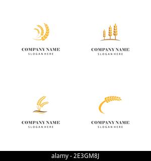 Set  Wheat Logo Template vector symbol nature Stock Vector
