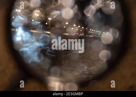 Berlin, Germany. 19th Jan, 2021. In the mirror of a motorcycle you can see a part of the Straße des 17. Credit: Paul Zinken/dpa/Alamy Live News Stock Photo