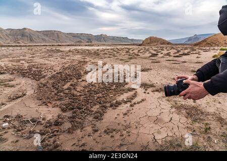 Photographer captures artifacts in desert area Stock Photo
