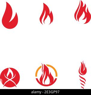 Set Fire flame Logo Template vector symbol nature Stock Vector