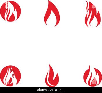 Set Fire flame Logo Template vector symbol nature Stock Vector