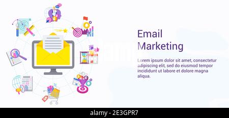 Email marketing strategy. Successful strategy for attracting customers. Stock Vector