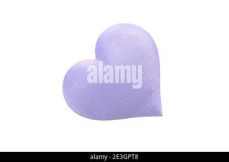 violet toy fabric heart isolated on white background. Stock Photo