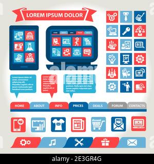Flat Web And Mobile Interface. Design Elements. Stock Vector