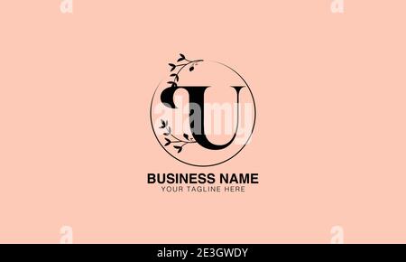 Floral U UU initial logo | initial based modern monogram logo, vector template image. luxury logotype logo, Feminine logo. typography logo Stock Vector