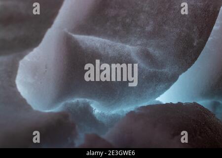 Blurred snow texture details, morning Stock Photo