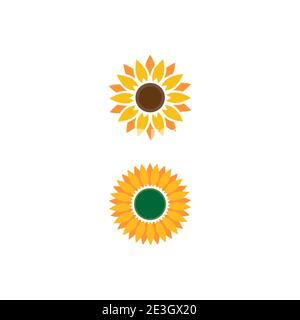 Sun Flower Logo Template vector icon illustration design Stock Vector