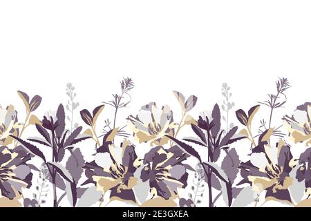 Vector floral seamless border. Flower background. Seamless pattern. Stock Vector