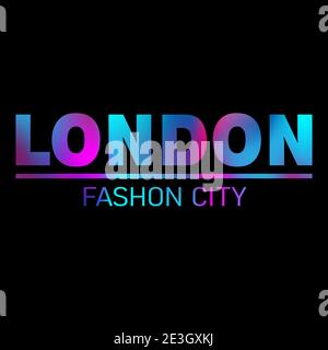 Vector illustration on the theme of London. Stylized Slogan: London fashion city. Typography, t-shirt graphics, poster, banner, flyer, postcard Stock Vector