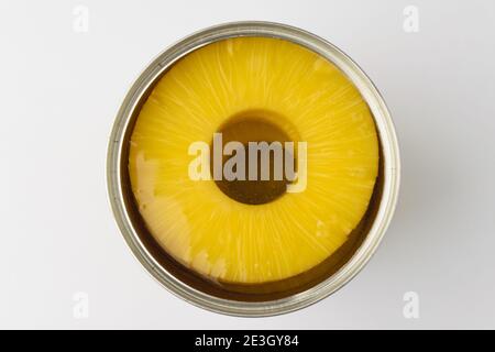 Pineapple slices on white background Stock Photo