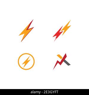 Set Lightning  Logo Template vector symbol nature Stock Vector