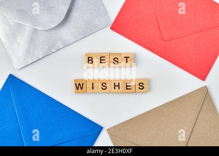 Envelopes with best wishes. Stock Photo