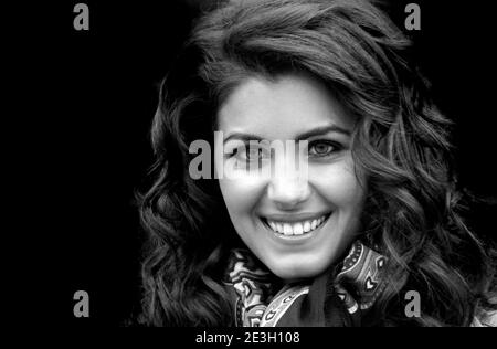 Katie Melua (singer/songwriter) in Gendarmenmarkt, Berlin, Germany, 5th April 2012, publicising a concert there later in the year Stock Photo
