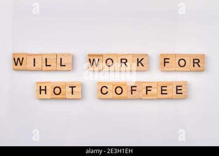 Will work for hot coffee. Stock Photo