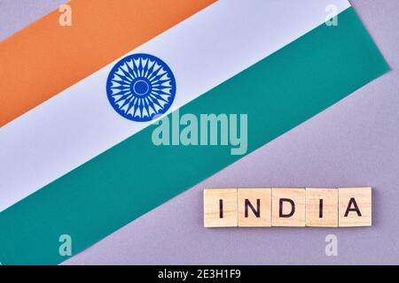 Accurate flag of India with three colors. Stock Photo