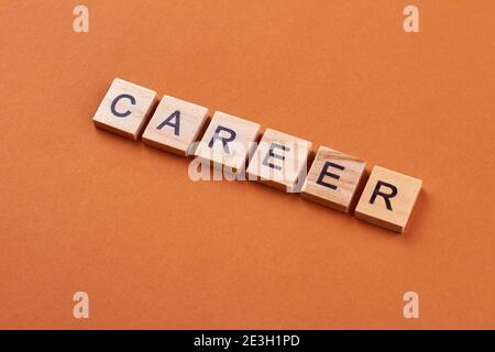Career word written with wooden cubes. Stock Photo