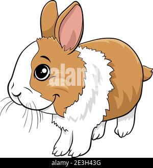 Cartoon illustration of cute dwarf rabbit comic animal character Stock Vector