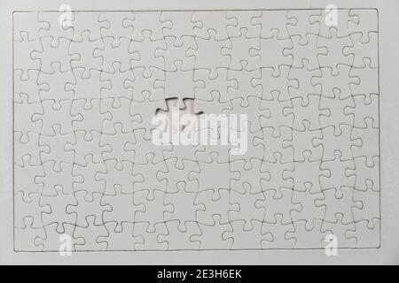 Puzzle game, blank, white, without motif, for printing, one piece missing, Stock Photo