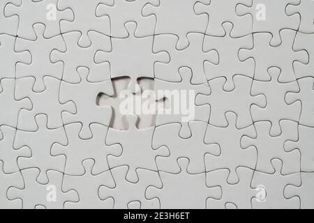 Puzzle game, blank, white, without motif, for printing, one piece missing, Stock Photo