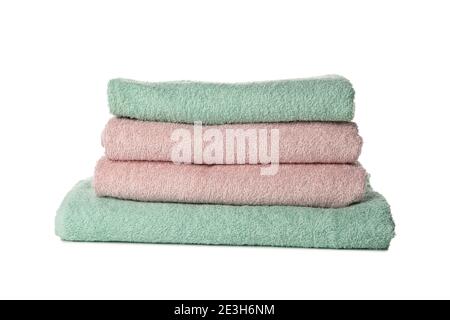 Pile of towels isolated on white background Stock Photo