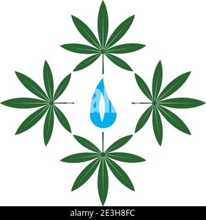 cannabis leaf illustration, green icon on transparent background Stock Vector