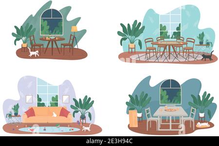 Home entertainment 2D vector web banner, poster set Stock Vector