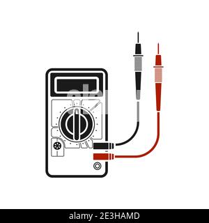 multimeter icon. Voltmeter, ammeter and ohmmeter. Measurement of electricity. Stock Vector