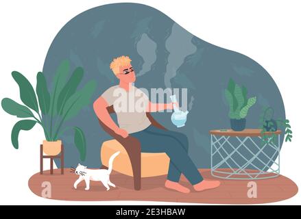 Smoking cannabis bong 2D vector web banner, poster Stock Vector