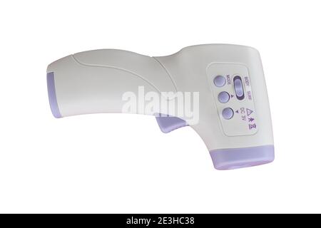 Digital infrared thermometer (thermometer gun) Isolated on white background. Object with clipping path. Stock Photo