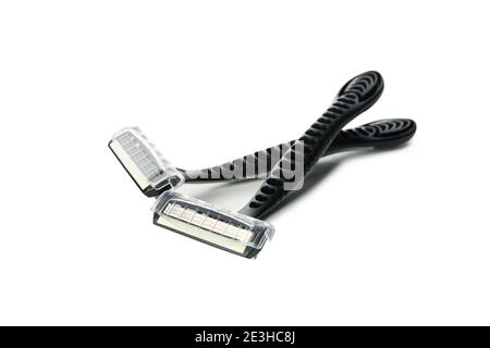 Two black razors isolated on white background Stock Photo