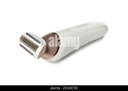 Modern epilator isolated on white background, close up Stock Photo