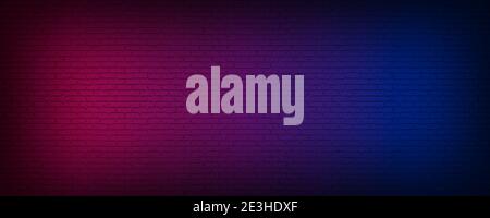 Empty brick wall with blue neon light background Stock Photo - Alamy