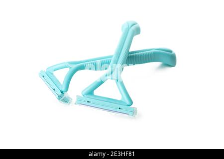 Two mint razors isolated on white background Stock Photo