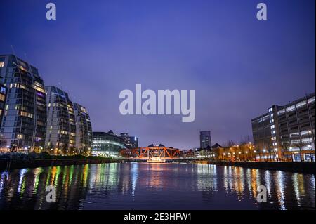 Detroit Bridge - former railway bridge, Salford Quays, Manchester Stock Photo