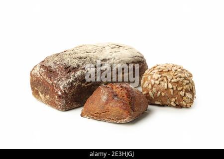 Fresh bakery products isolated on white background Stock Photo