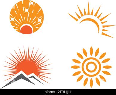 Set Sun Logo Template vector symbol nature Stock Vector