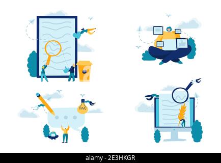 Concept Blogging. Creative writing, Freelance. Engaging Management Content. Media planning, Promotion in social network,presentation for web page. New Stock Vector