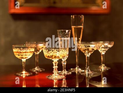 Glasses of champagne , celebration theme. Stock Photo