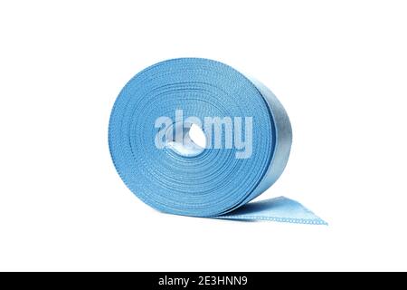 Blue silk ribbon isolated on white background Stock Photo