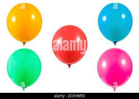 Group of colorful balloons isolated on white background. Stock Photo