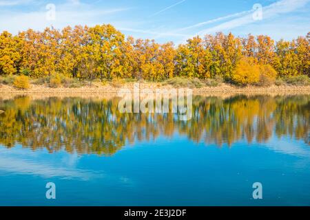 El Salmoral lake. Pradena del Rincon, Madrid province, Spain. Stock Photo