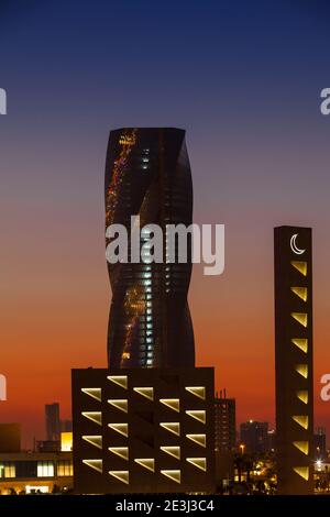 Bahrain, Manama, Bahrain Financial Harbour,  United Tower also called The twisting tower Stock Photo