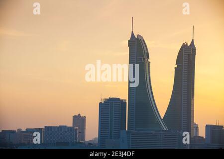 Bahrain, Manama, Bahrain Financial Harbour, Harbour Towers Stock Photo