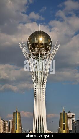 Bayterek monument - Tall Poplar in Astana. Kazakhstan Stock Photo